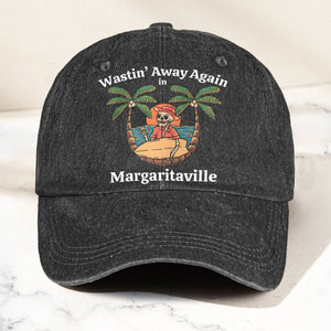 Wastin' Away Again in Margaritaville Denim Cap Retro Jimmy Buffett Inspired Dad Hat (With Box)