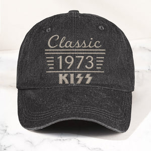 Kiss Classic 1973 Est Hard Rock Glam Metal Band Music Merch Denim Cap Retro Vintage Dad Cap Gift For Dad (With Box)