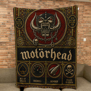 Motorhead Sherpa Blanket Snaggletooth Warpig Stained Glass Heavy Metal Blanket