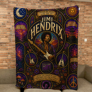 Jimi Hendrix Sherpa Blanket Purple Haze Stained Glass Blanket