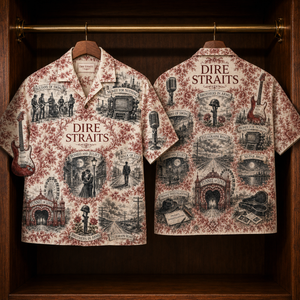 Dire Straits Hawaiian Shirt - Unisex Toile De Jouy Sultans Of Swing Button Up