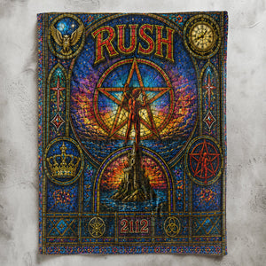 Rush 2112 Sherpa Blanket Starman Stained Glass Progressive Rock Icon Throw Blanket