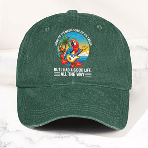Tropical Parrot Denim Dad Cap “I Had a Good Life All the Way” Island Music Vibes Hat (With BOX)