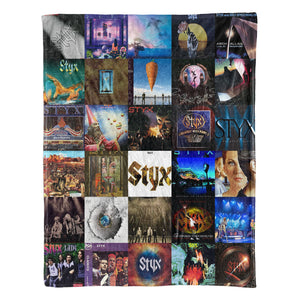 Styx Sherpa Blanket Iconic Album Cover Collage Cozy Throw for Classic Rock Fans