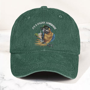 It's 5 O'Clock Somewhere Denim Cap Retro Jimmy Buffett Tribute Dad Baseball Cap (With Box)