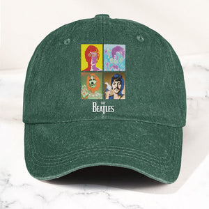 The Beatles Denim Dad Cap Pop Art Portrait Grid Design (With BOX)
