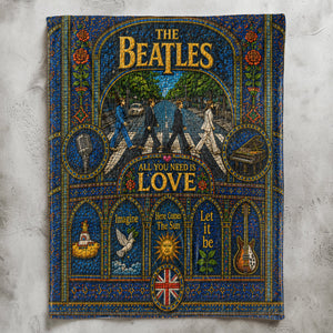The Beatles Abbey Road Sherpa Blanket Yellow Submarine Stained Glass Blanket