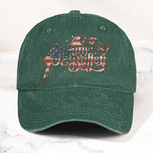 Jimmy Buffett Margaritaville Patriotic American Flag Parrot Music Merch Denim Cap Retro Vintage Dad Cap Gift For Dad (With Box)