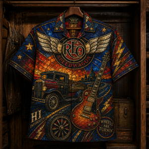 REO Speedwagon Hawaiian Shirt - Stained Glass Classic Rock All-Over Print Button-Up Shirt