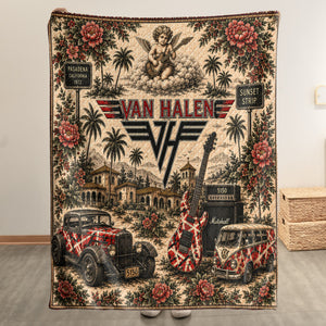Van Halen Sherpa Blanket Frankenstrat Guitar Vintage Collage Hard Rock Blanket