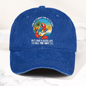 Tropical Parrot Denim Dad Cap “I Had a Good Life All the Way” Island Music Vibes Hat (With BOX)