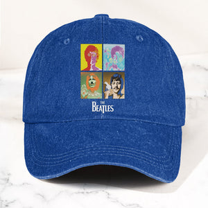 The Beatles Denim Dad Cap Pop Art Portrait Grid Design (With BOX)