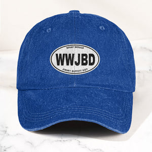 WWJBD Denim Cap Retro Jimmy Buffett Inspired Dad Hat (With Box)