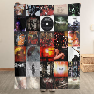 Slipknot Sherpa Blanket Iconic Album Cover Collage Cozy Throw for Metal Fans