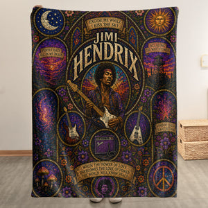 Jimi Hendrix Sherpa Blanket Purple Haze Stained Glass Blanket