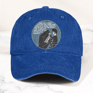 Billy Joel Piano Man Sing Us A Song Lyrics Vintage Graphic Denim Cap Retro Vintage Dad Cap Gift For Dad (With Box)