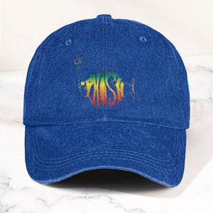 Phish Rainbow Fish Logo Denim Cap Retro Music Phish Cap Gift For Dad (With Box)