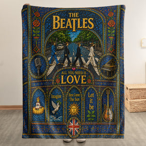The Beatles Abbey Road Sherpa Blanket Yellow Submarine Stained Glass Blanket