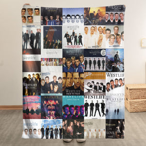 Westlife Sherpa Blanket Iconic Album Cover Collage Cozy Throw for Pop Ballad Lovers