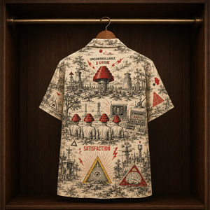 DEVO Hawaiian Shirt - Retro New Wave Band AOP Button Up Shirt with Whip It and Freedom of Choice Art