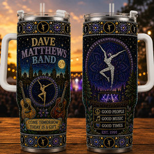 Dave Matthews Band 40oz Rhinestone Insulated Tumbler with Handle Rock Band Stainless Steel Travel Mug with Straw and Lid