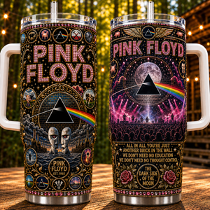Pink Floyd 40oz Rhinestone Insulated Tumbler with Handle Stainless Steel Travel Mug with Straw and Lid