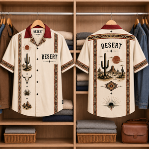 Desert Landscape Luxury Design Hawaiian Shirt – Southwestern Inspired Hawaiian Shirt White Version