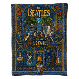 The Beatles Abbey Road Sherpa Blanket Yellow Submarine Stained Glass Blanket