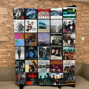 A-ha Sherpa Blanket Iconic Album Cover Collage Cozy Throw for Synth-Pop Fans