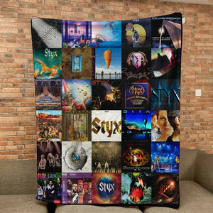Styx Sherpa Blanket Iconic Album Cover Collage Cozy Throw for Classic Rock Fans