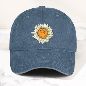 Blink-182 Denim Cap Sunflower Smiley Aesthetic Dad Hat (With Box)