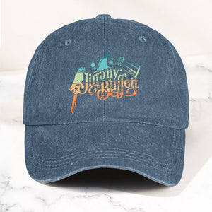Jimmy Buffett Logo Denim Dad Cap Vintage Washed Tropical Lifestyle Hat