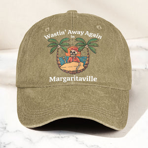 Wastin' Away Again in Margaritaville Denim Cap Retro Jimmy Buffett Inspired Dad Hat (With Box)