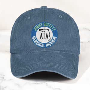 Jimmy Buffett A1A Memorial Highway Denim Cap Retro Jimmy Buffett Tribute Dad Hat (With Box)