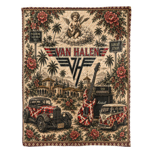 Van Halen Sherpa Blanket Frankenstrat Guitar Vintage Collage Hard Rock Blanket