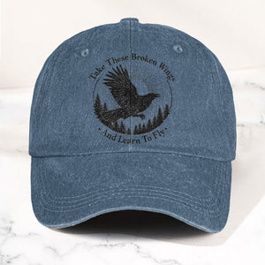 Broken Wings Take These Broken Wings And Learn To Fly Denim Cap Retro Vintage Dad Cap Gift For Dad (With Box)