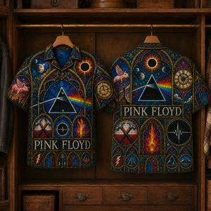 Pink Floyd Hawaiian Shirt - Stained Glass Progressive Rock All-Over Print Button-Up Shirt