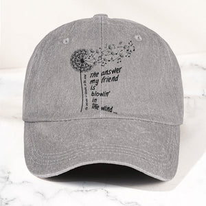 Bob Dylan Blowin In The Wind Dandelion Lyrics Folk Music Merch Denim Cap Retro Vintage Dad Cap Gift For Dad (With Box)
