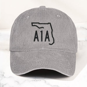 A1A Highway Sign Florida Denim Cap Retro Jimmy Buffett Inspried Hat (With Box)