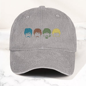 The Fabulous Four Faces Denim Cap Retro The Beatles Tribute Merch Dad Hat (With Box)