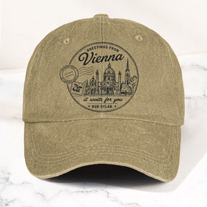 Bob Dylan Vienna It Waits For You Denim Cap Retro Vintage Dad Cap Gift For Dad (With Box)