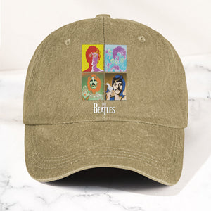 The Beatles Denim Dad Cap Pop Art Portrait Grid Design (With BOX)
