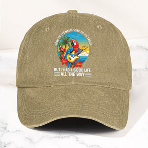 Tropical Parrot Denim Dad Cap “I Had a Good Life All the Way” Island Music Vibes Hat (With BOX)
