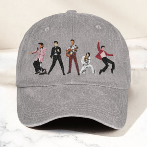 Elvis Presley Denim Cap Iconic Eras Graphic Dad Hat (With Box)