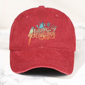 Jimmy Buffett Logo Denim Dad Cap Vintage Washed Tropical Lifestyle Hat
