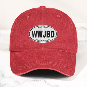 WWJBD Denim Cap Retro Jimmy Buffett Inspired Dad Hat (With Box)