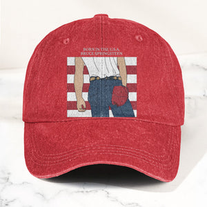 Born in the U.S.A Bruce Springsteen Denim Cap Retro Music Fan Merch Cap Gift For Dad (With Box)
