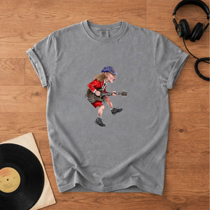 Angus Young Ripping On His Guitar Comfort Tee Classic Music Graphic Shirt