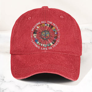 Imagine All The People Living Life In Peace Denim Cap Retro Music John Lenon Cap Gift For Dad (With Box)