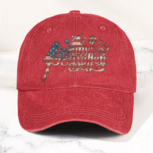 Jimmy Buffett Margaritaville Patriotic American Flag Parrot Music Merch Denim Cap Retro Vintage Dad Cap Gift For Dad (With Box)